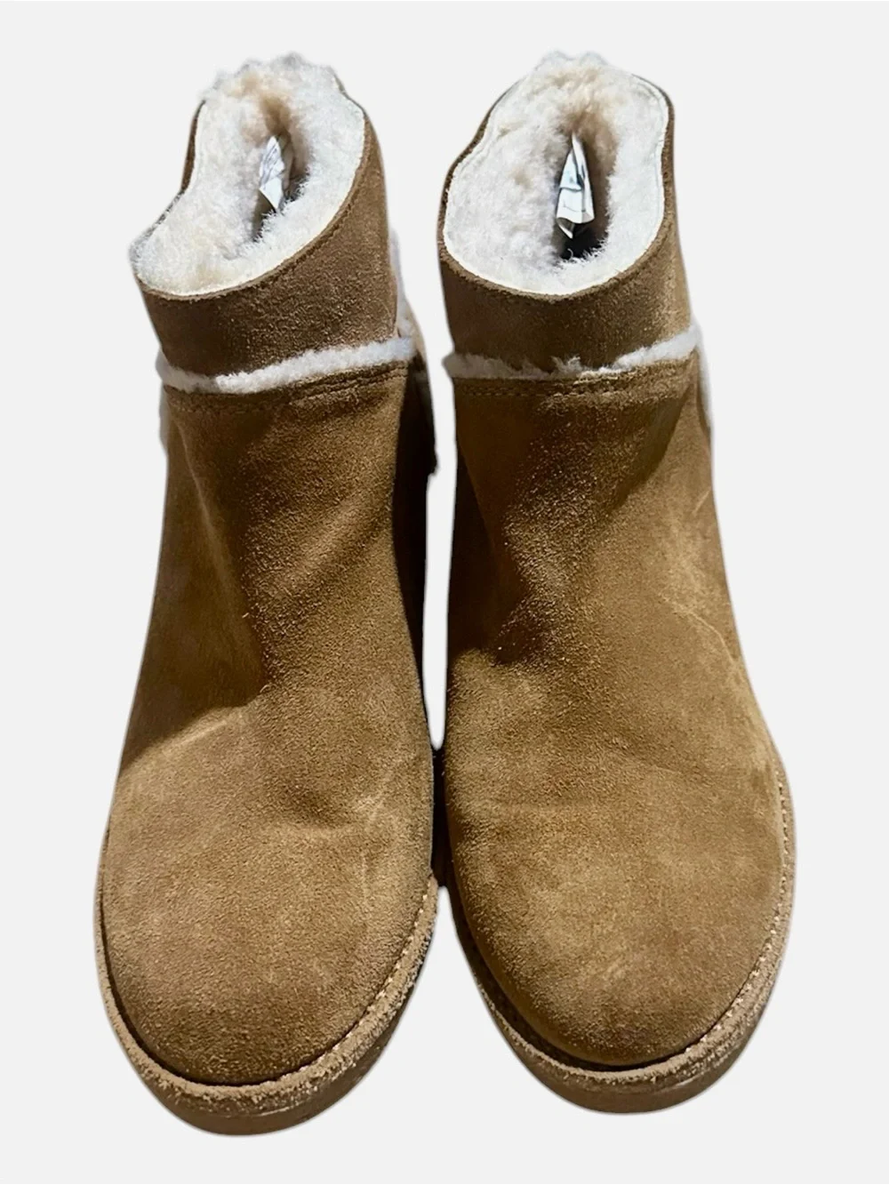 UGG Kasen Ii Shearling Suede Block Heel Ankle Booties Chestnut Size 7